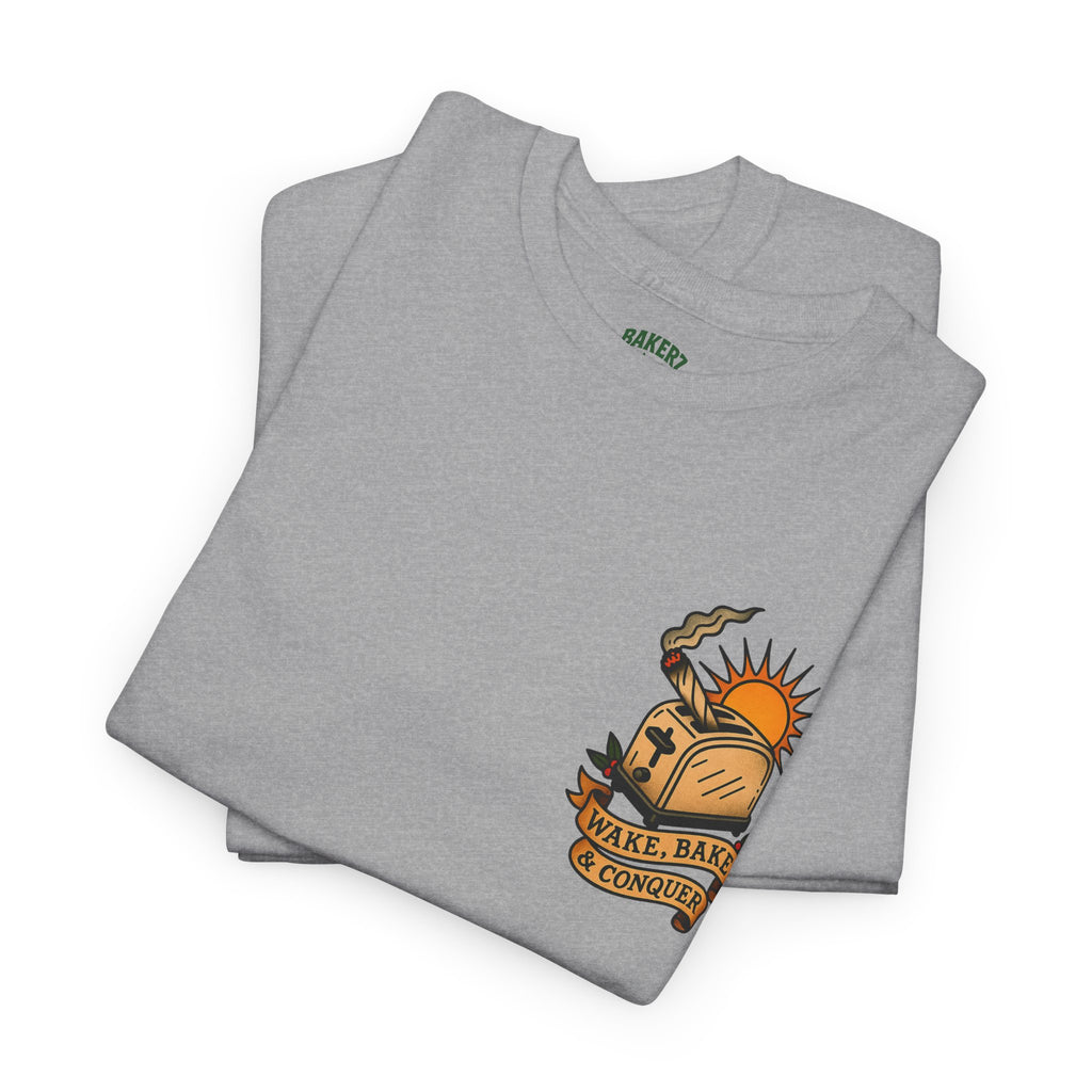 Wake, Bake & Conquer - Unisex Heavy Cotton Tee