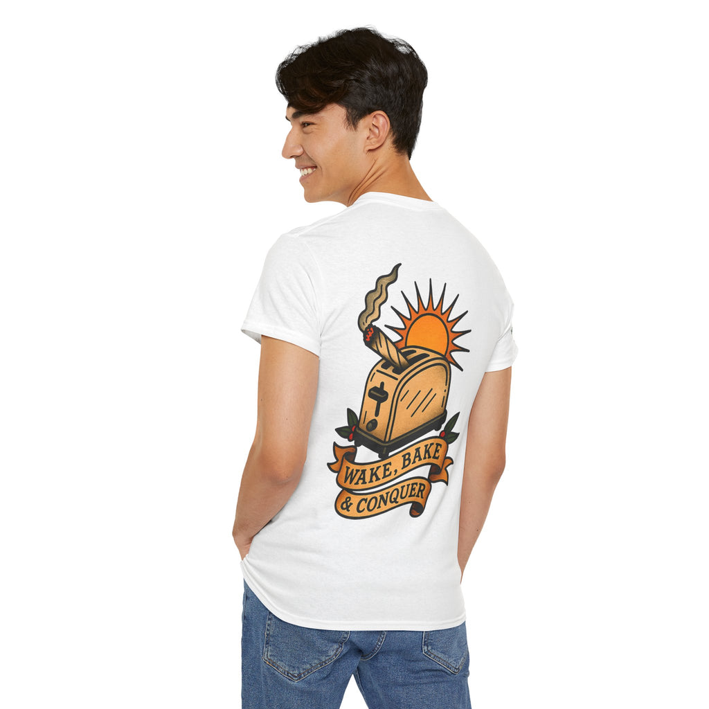 Wake, Bake & Conquer - Unisex Heavy Cotton Tee