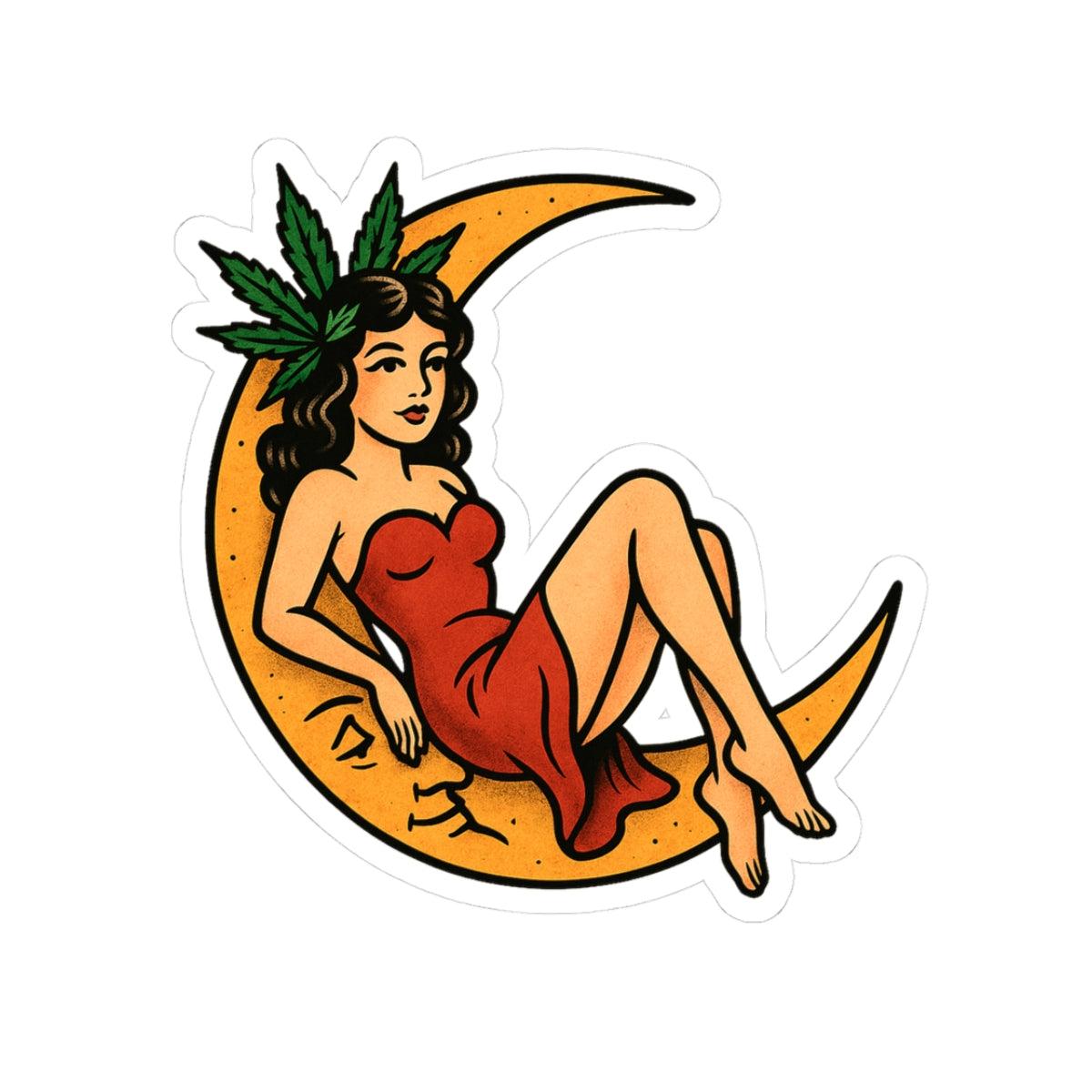 Pin-Up Girl on Moon Sticker