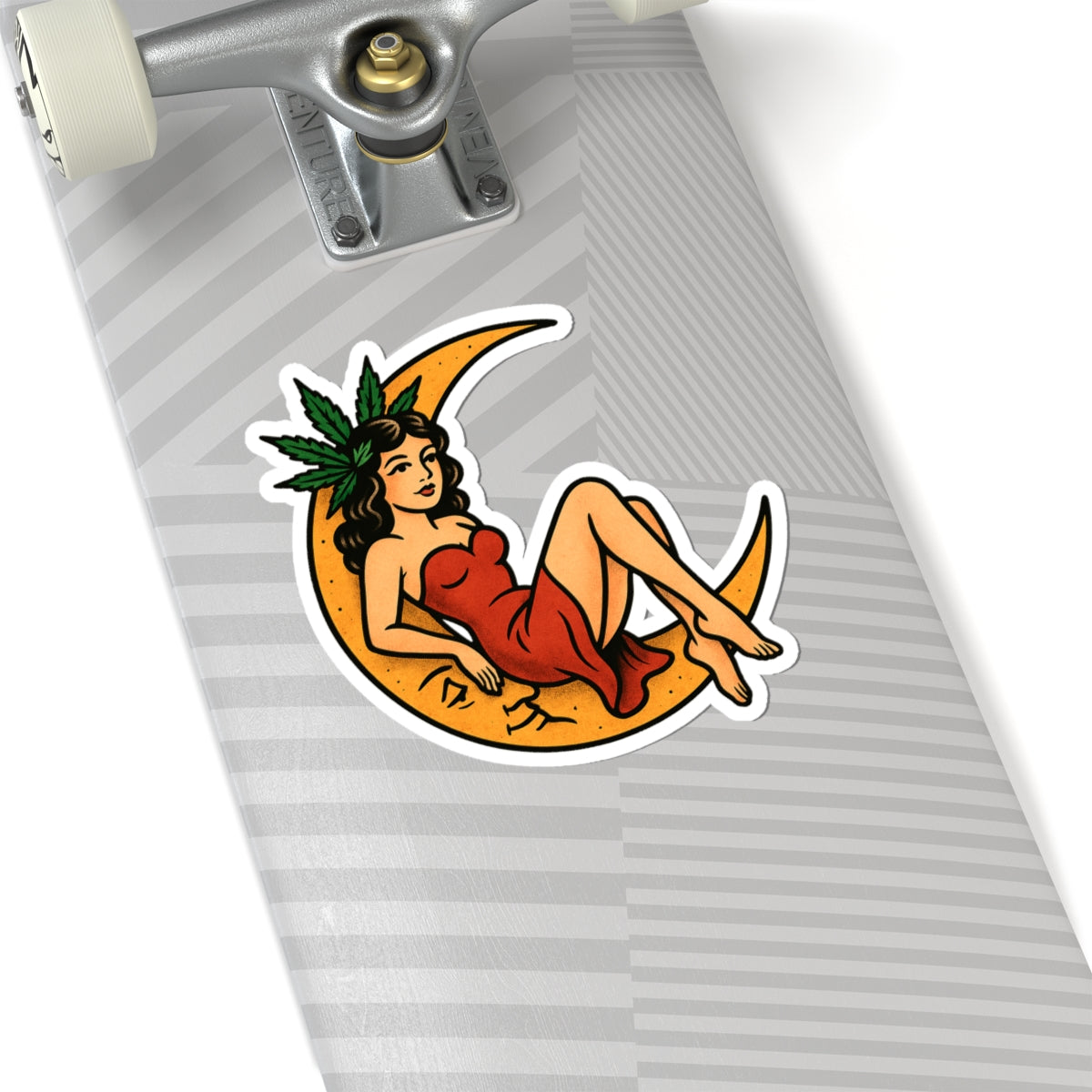 Pin-Up Girl on Moon Sticker
