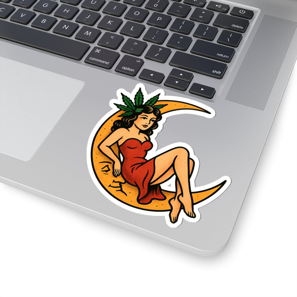 Pin-Up Girl on Moon Sticker