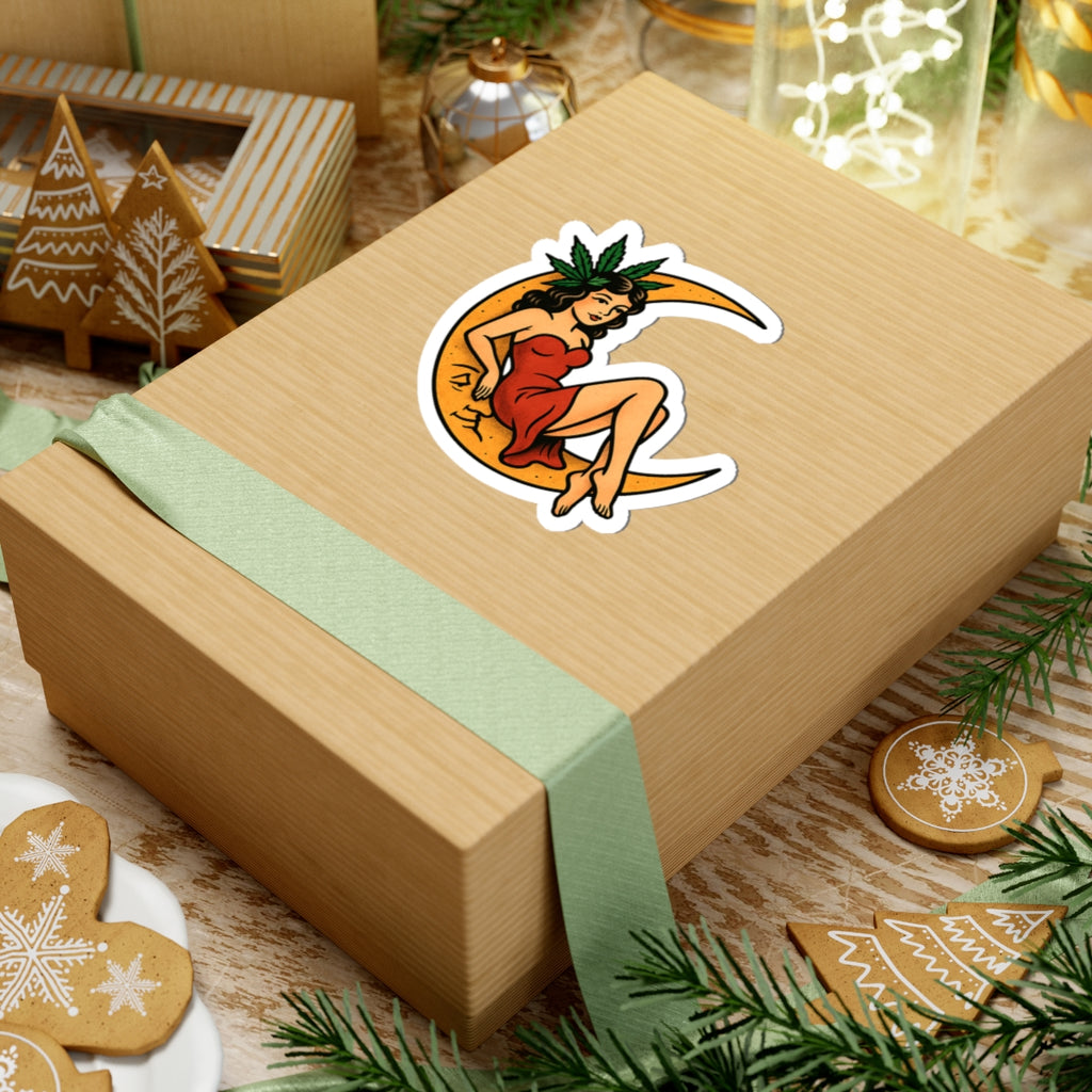 Pin-Up Girl on Moon Sticker