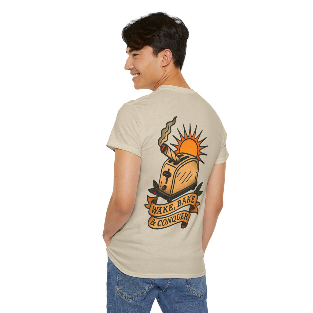 Wake, Bake & Conquer - Unisex Heavy Cotton Tee