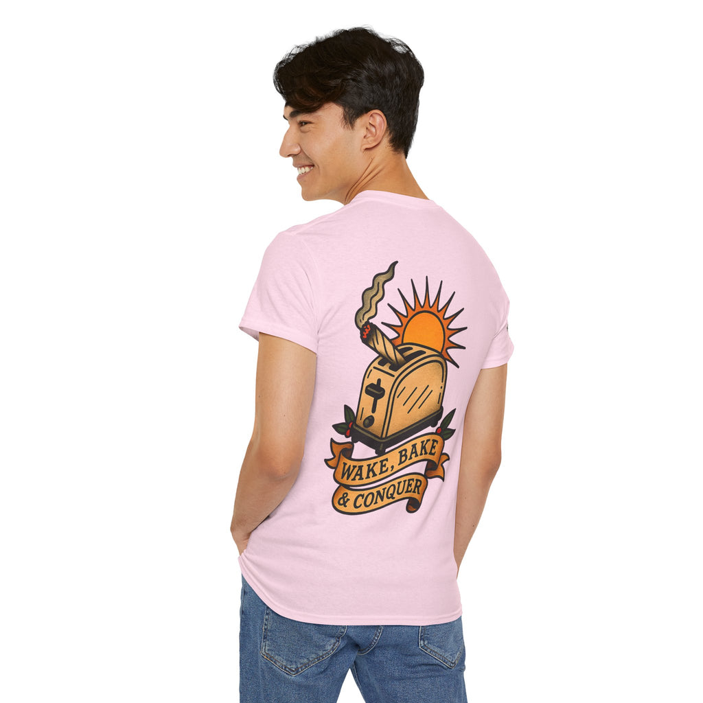 Wake, Bake & Conquer - Unisex Heavy Cotton Tee