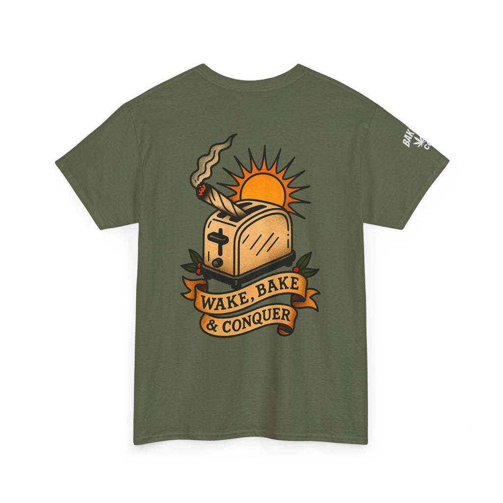 Wake, Bake & Conquer - Unisex Heavy Cotton Tee